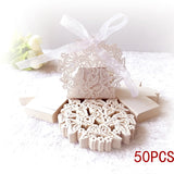 50pcs Butterfly Laser Cut Hollow Carriage Favor Gifts Candy Boxes With Ribbon Custom Baby Shower Wedding Party Favor Decoration