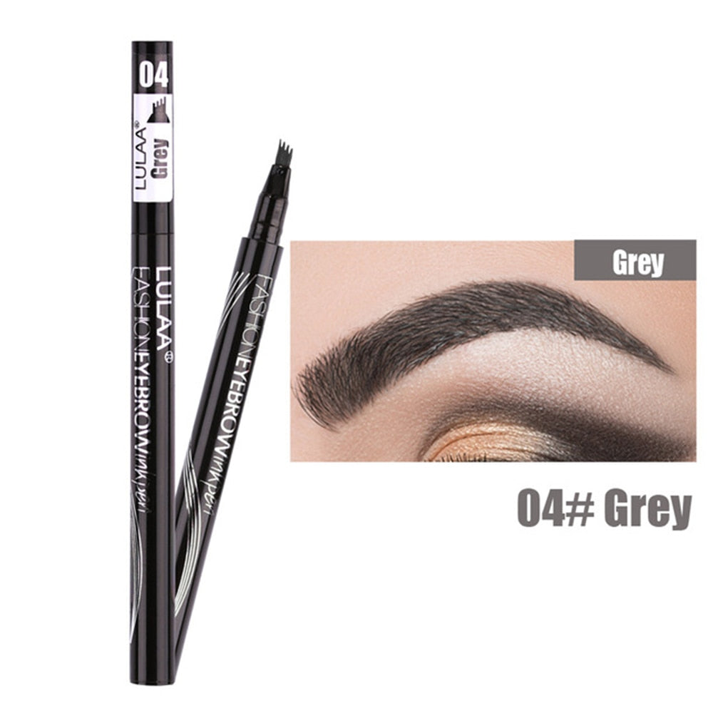 LULAA Four Heads Microblading Tattoo Eyebrow Pen Liquid Lasting Waterproof Non-fading Black Fork Tip Brown Liquid Eyebrow Pencil