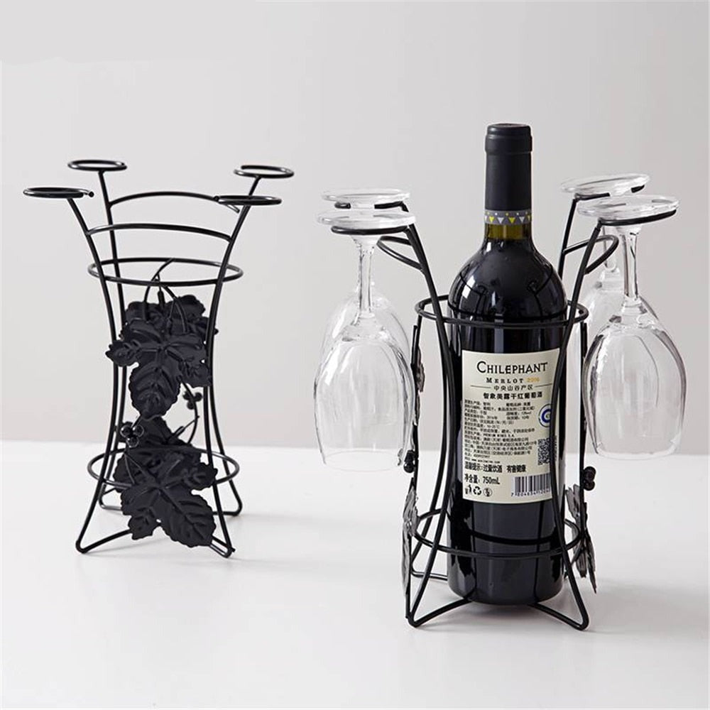 2in1 Red Wine Rack Glass Cup Holder Party Glasses Bottle Display Storage Stand Stemware Shelf Champagne Bar Drinking Organizer