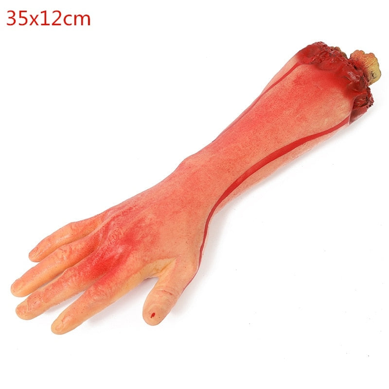 Halloween Horror Props Bloody Fake Arm Hand Creepy Finger Foot Scary Leg Brain Halloween Party Decoration Supplies