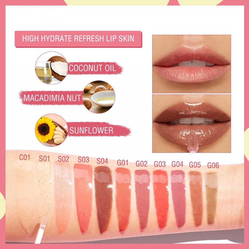 Shine and Shimmer Plumping Lip Gloss Natural Moisturizer Long-lasting Plumping Lips Balm Lip Care Makeup Cosmetics