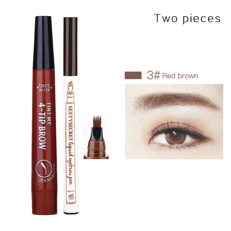 Tint my 4-tip Liquid Eyebrow Pencil Waterproof Apply Well Tattoo Makeup For Women Eyes Cosmetics Natural Wild Brown Eyebrow Gel