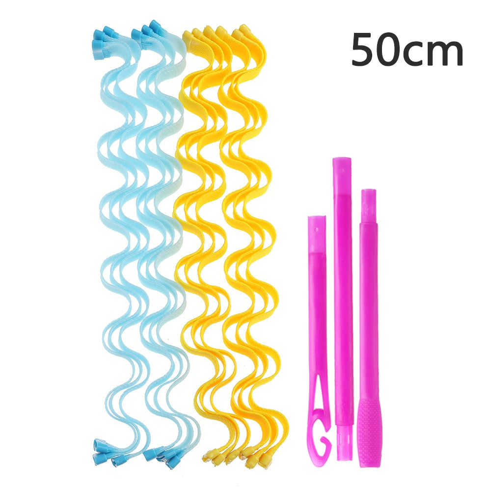 12PCS Magic Hair Curlers 25 30 45 50 65CM DIY Portable Hairstyle Rollers Sticks Durable Beauty Makeup Curling Hair Styling Tools