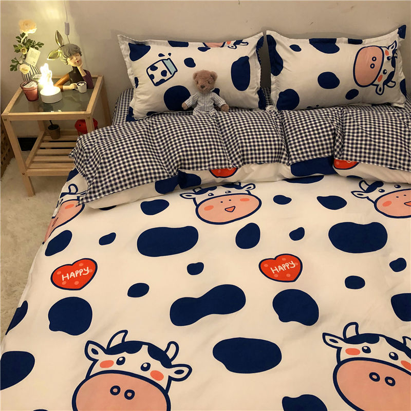 Fashion Boys Girls Bedding Set Soft Flat Sheets Bed Linen Duvet Quilt Cover Pillowcase for Queen Full Size Cute Cartoon Printed