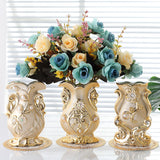 Oklulu  Gilt Frosted Porcelain Vase Vintage Advanced Ceramic Flower Vase For Room Study Hallway Home Wedding Decor