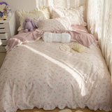 Purple Floral Duvet Cover Set with Zipper Twin Queen size 100% Cotton Girls Luxurious Soft Bedding set Bed Sheet Pillowcases