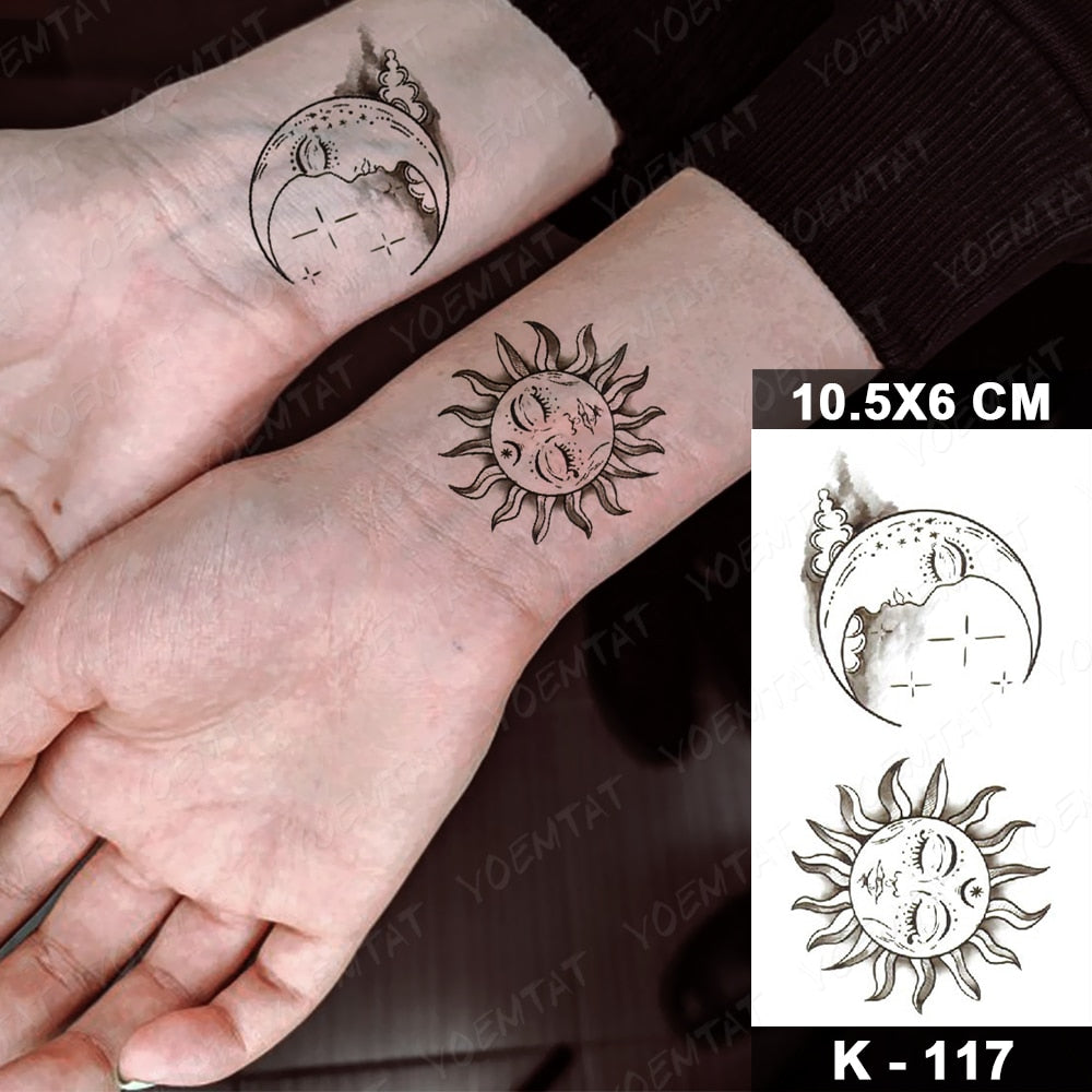 Waterproof Temporary Tattoo Stickers Butterfly Snake Rose Flower Gun Dark Flash Tatto Women Body Art Wrist Neck Fake Tattoos Men