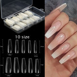 100/500/600pcs French False Coffin Artificial Fake Nails Natural Clear Flat Shape Full Cover Acrylic Press on Nail Art Tips