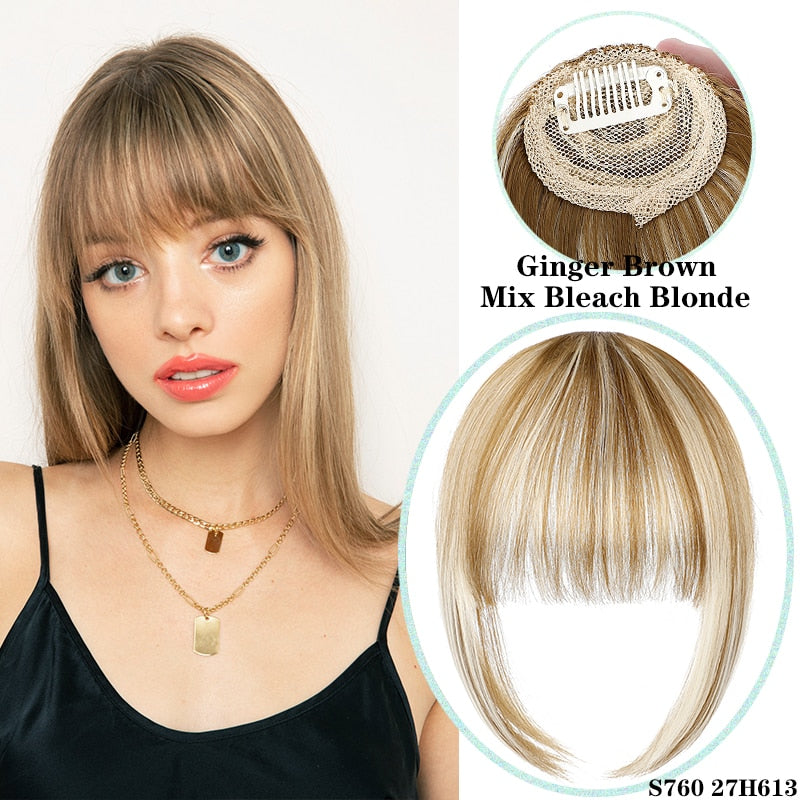 Shangzi Clip In Blunt Bangs Bang Hair Extension Synthetic Wig Fake Fringe Natural Hair Bangs Black L Brown Accessories Fake Hair