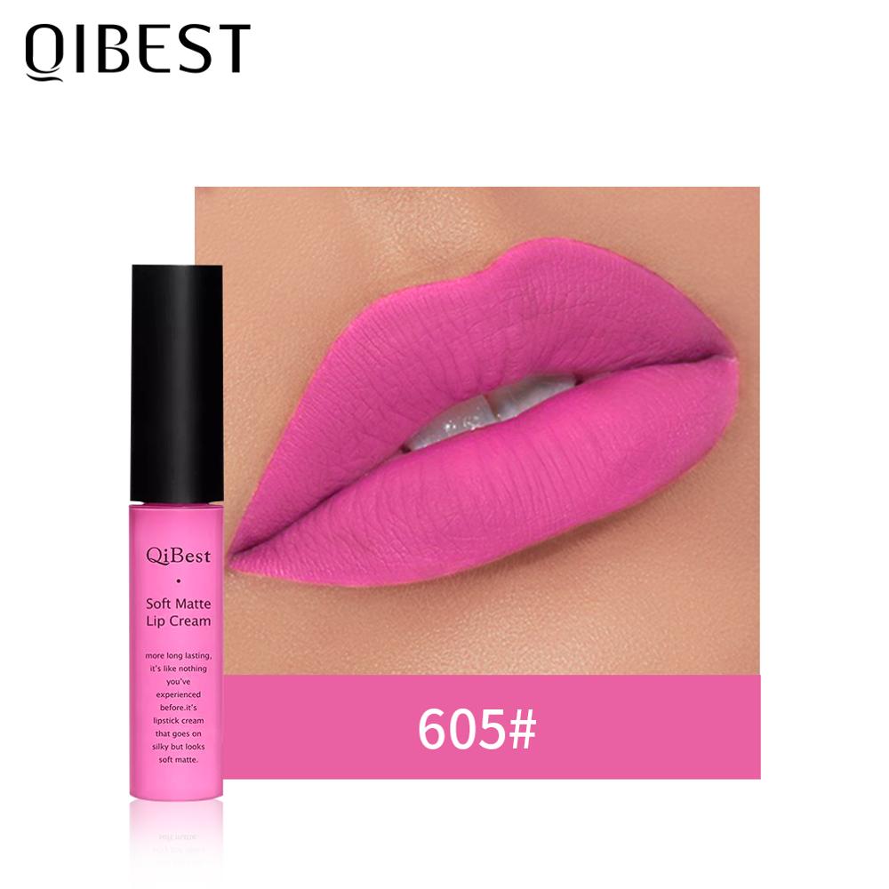 QIBEST Matte Lip Gloss Lip Makeup 34 Colors Velet Nude Waterproof Lipgloss Matte Lipstick Liquid Lipstick Long lasting Lip Tint