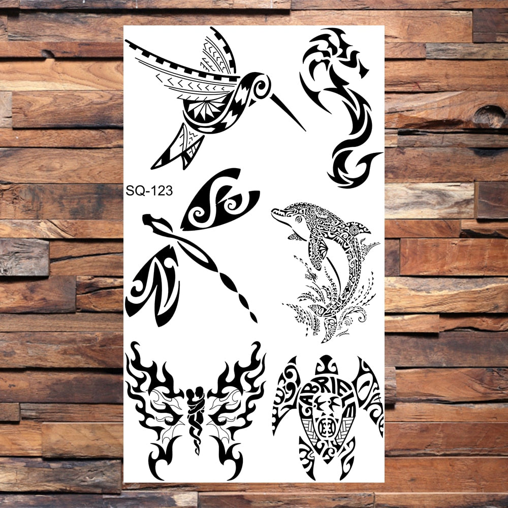 Small Cartoon Dinosaur Temporary Tattoos For Children Body Tatoos Geometric Butterfly Dino Halloween Fake Tattoo Sticker