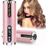 Cordless Hair Curler,Automatic Curling Iron,Auto Hair Curlers with LED Display Adjustable Temperature & Time,Portable Rechargeab