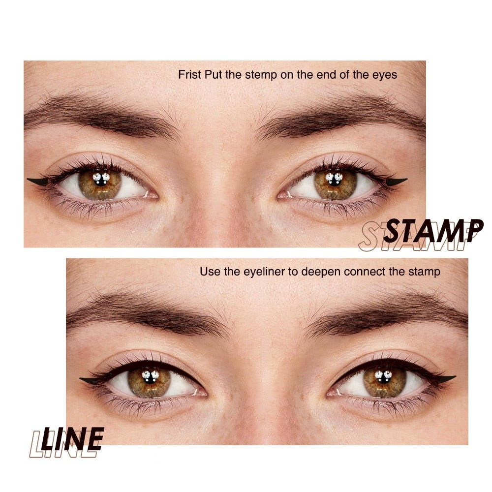 Eyeliner Stamp Black Liquid Eyeliner Pen Waterproof Fast Dry Double-ended Eye Liner Pencil Make-up for Women Cosmetics