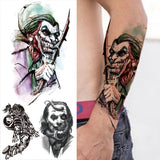 Halloween Demon Clown Temporary Tattoos For Men Women Adult Realistic Fake Astronaut Flower Tattoo Sticker Party Washable Tatoos