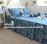 Oklulu  Princess Pastoral Style Floral-Print 100% Cotton Bedding 100% Cotton 4-piece Set New Style Lace Bedspread