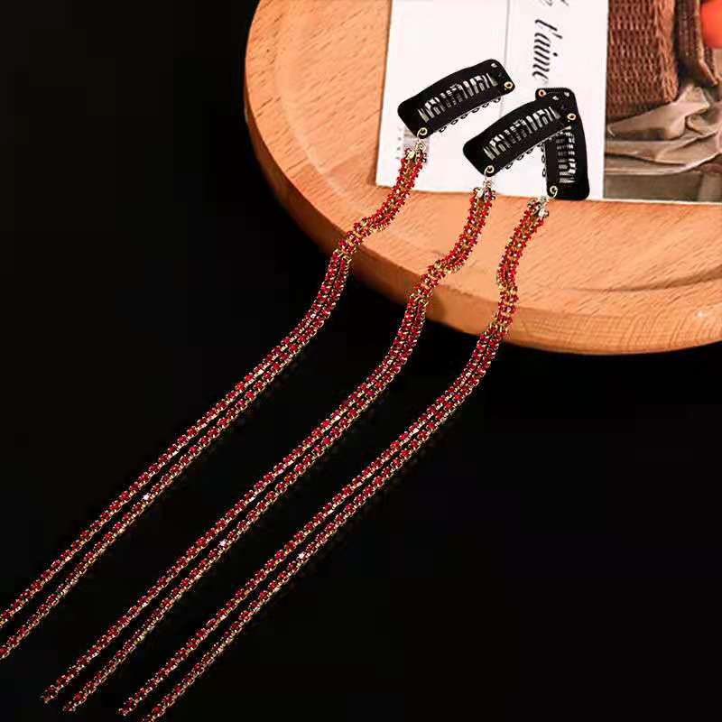 2021 New Flashing Diamond Chain Hairpin Braided Hair Headdress Tassel Hairpin High Sense Temperament Dirty Braided Hairband