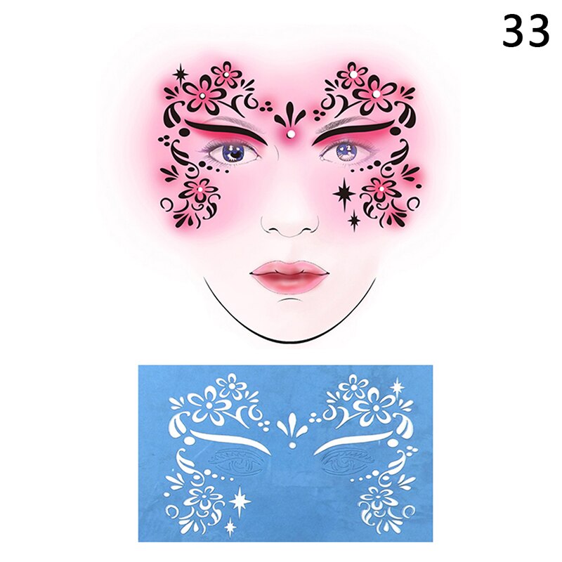 Oklulu   New Eye Body Paint DIY Design Halloween Christmas Party Soft Face Paint Stencil Reusable Template Tattoo Painting Makeup Tool