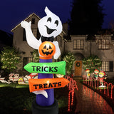 240cm Halloween Decoration Inflatable Ghost Pumpkin Street Sign Elf with LED Lights Garden Outdoor Haunted House Decor Props