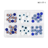 1Box Mini-Blue Evil Eyes Nail Decorations Mixed 3D Resin Moon Beads Acrylic Nail Rhinestones Lucky Blue Eye Bead NAILS Charms @H