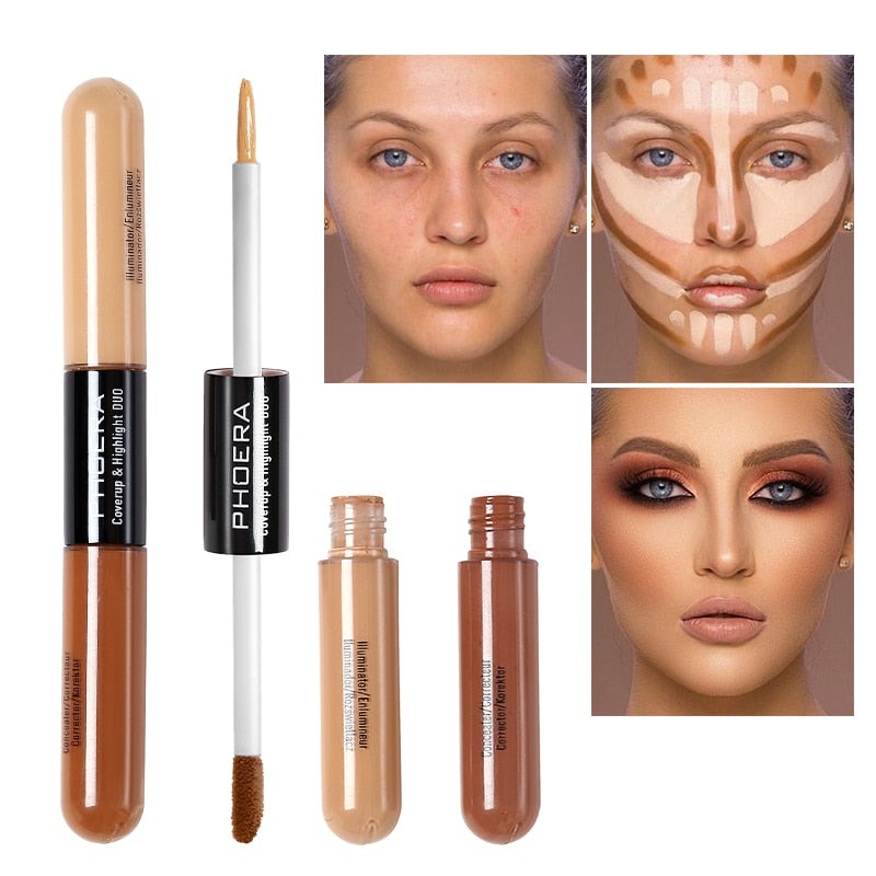 Oklulu  New Double Headed Make Up Concealer Foundation Face Smooth Concealer Cream Brighten Full Coverage Concealer Moisturizing