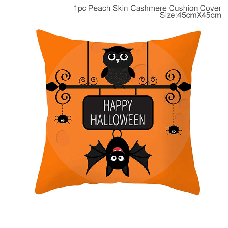 Halloween Cushion Cover Pumpkin Bat Wizard Ghost Halloween Decor For Home Pillowcase Ornament Scary Halloween Party Supplies