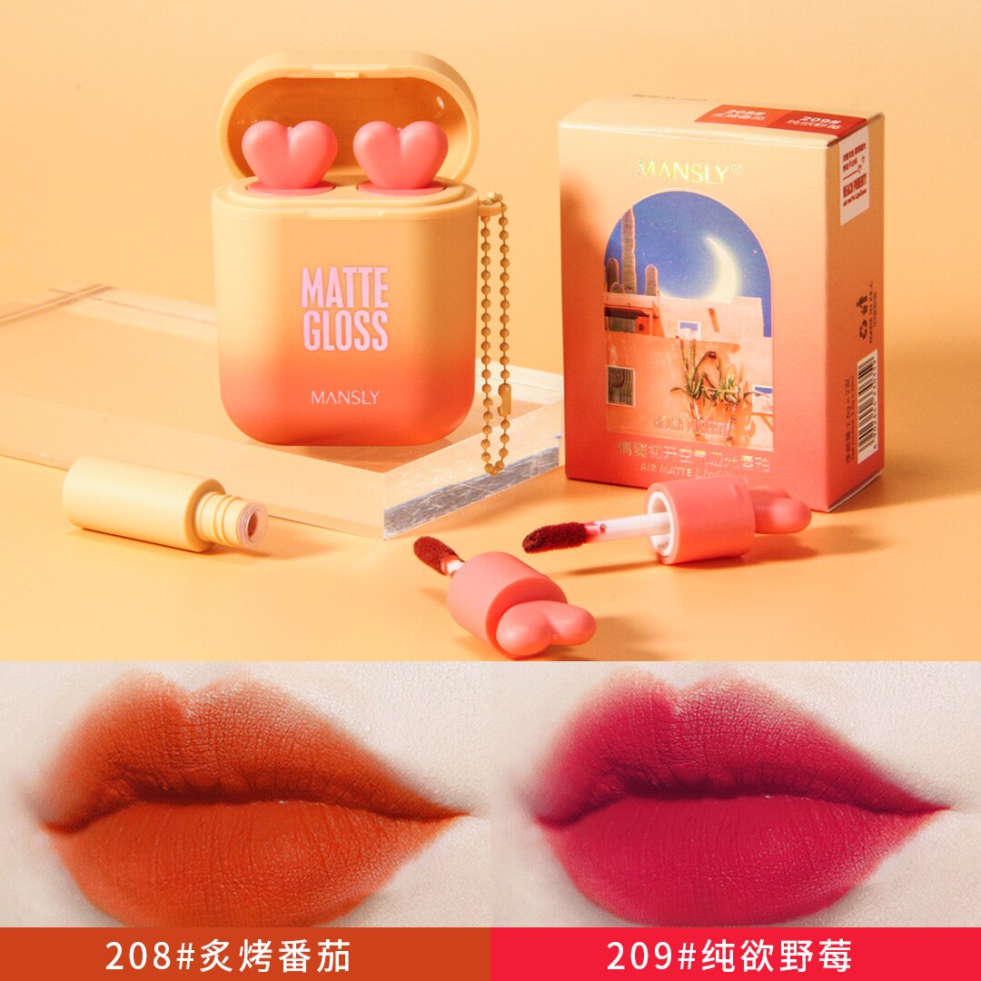 Lovely Girlish Air Matte Lip Glaze Smooth Velvet Lip Makeup Waterproof Lip Gloss Long Lasting Rich Color Soft Mist Lip Cosmetics