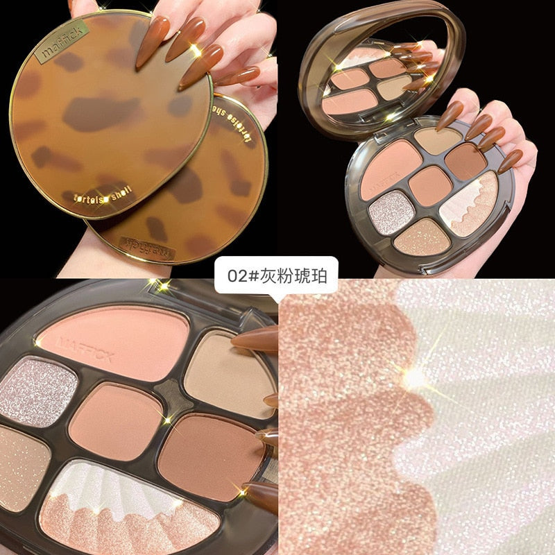 Shell Case Pearlescent Shiny Eyeshadow Palette Shimmer Matte Pigmented Glitter Eyeshadow Pallete Diamond Metallic Makeup Palette