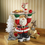 Santa Claus Treats Holder Fruit Plate Desktop Ornaments Sculptural Glass Topped Resin  Party Table Food Tray Christmas Decor