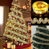 10M Christmas Tree Garland Fairy String Ribbon With LED Lights Christmas Ornaments 2022 New Year Navidad Noel Home Decoration