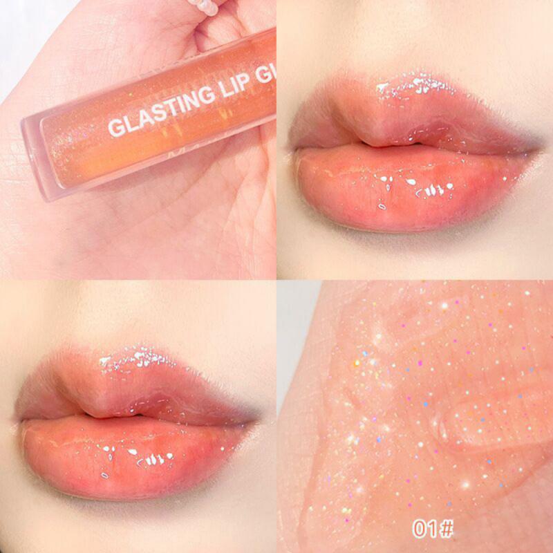 1 Pcs Mirror Water Gloss Lip Glaze Transparent Glass Fruit Lip Gloss Lip Oil Lipstick Waterproof Lasting Random Color Cosmetics