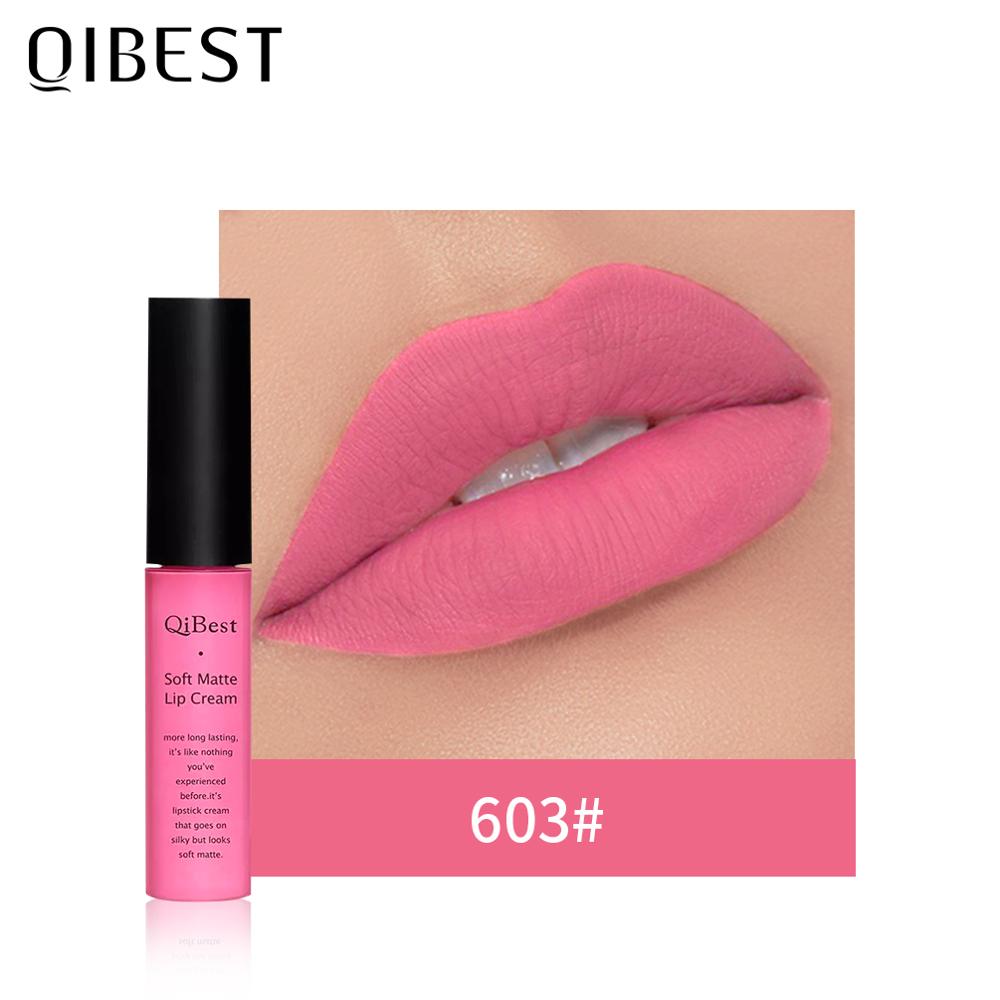 QIBEST Matte Lip Gloss Lip Makeup 34 Colors Velet Nude Waterproof Lipgloss Matte Lipstick Liquid Lipstick Long lasting Lip Tint