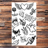 Angel Wings Halloween Heart Temporary Tattoos For Women Children Realistic Astronaut Skull Fake Tattoo Sticker Body Hand Tatoos