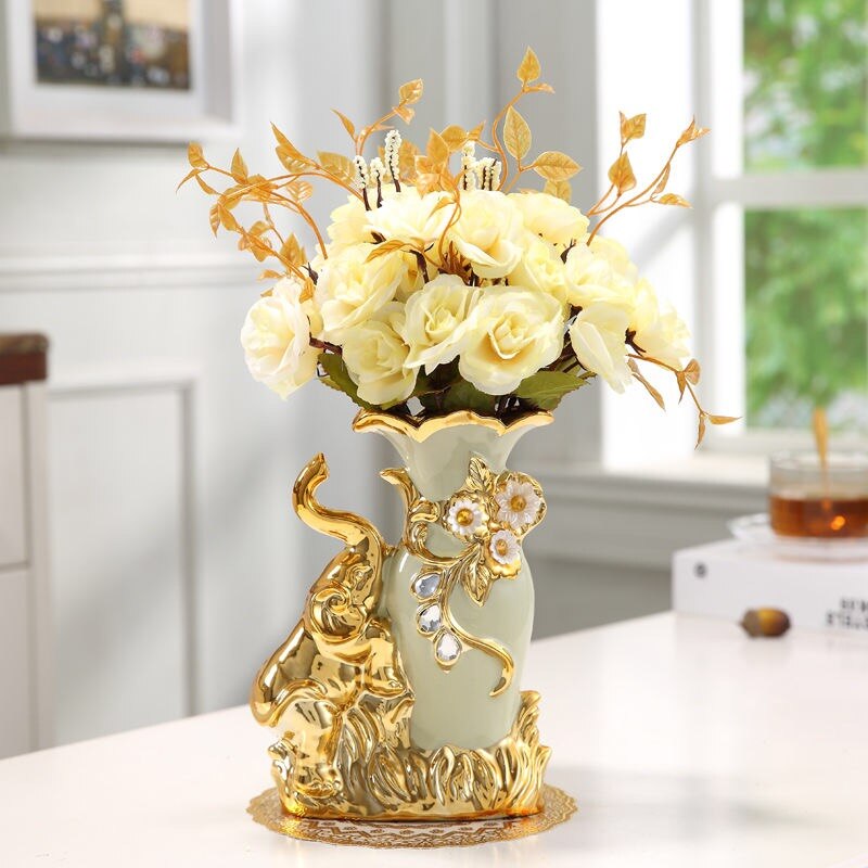 Oklulu  Modern Minimalist Home Living Room Entrance Gold Glass Vase Light Luxury Wind Desktop Flower Container Decorations Ornaments