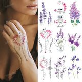 Small Plant Tattoo Sticker Flowers Purple Lavender Daisy Lovely Hand Finger Tattoos Waterproof Sleeve Body Art Temporary Tattoo