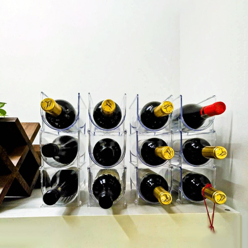Oklulu  1/2/4Pcs Stackable Wine Rack Refrigerator Organizer Universal Bottle Holder Water Bottle Organizer Champagne storage box