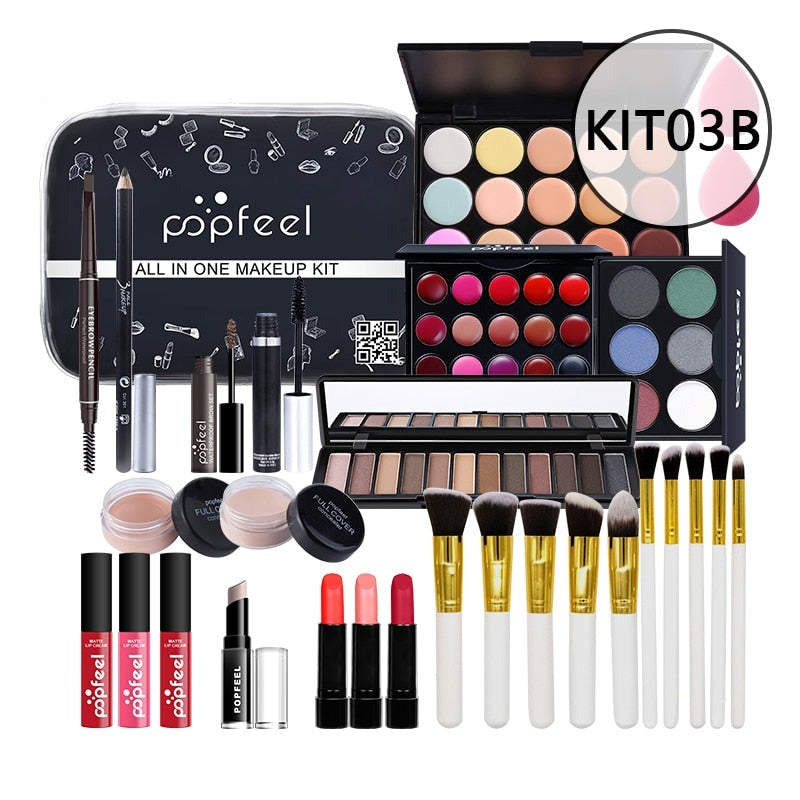 OKLULU  All In One Makeup Kit(Eyeshadow, LiGloss,Lipstick,Brushes,Eyebrow,Concealer)Beauty Cosmetic Bag