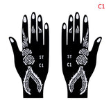 1 Pair Temporary Hand Body Tattoo  Art Sticker Professional Waterproof  Henna Stencil Template Flower Tattoo Stencil Dark wind