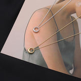 Smooth Simple Round Shape Pendant Clavicle O-Chain Choker Necklace For Girl Gift Fine Jewelry NK095