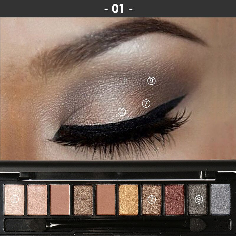 Focallure 10Pcs Makeup Palette Natural Eye Makeup Light Eye Shadow Makeup Shimmer Matte Eyeshadow Palette TSLM1