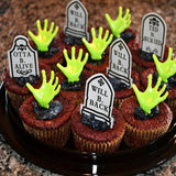 12pcs Halloween Tombstones Cake Toppers Dessert Food Picks Cake Decoration Halloween Party Cupcake Baking Tombstone cake Toppers