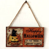 Halloween Wooden Sign Pumpkin-shaped Wooden Sign Trick or Treat Listing Ghost Castle Witch Home Wall Decoration Gift