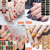 Christmas/Halloween 14tips Nail Stickers Pumpkin Elk Designs DIY Polish Wraps Hot Selling Full Cover Art Sticker Tips Wholesale