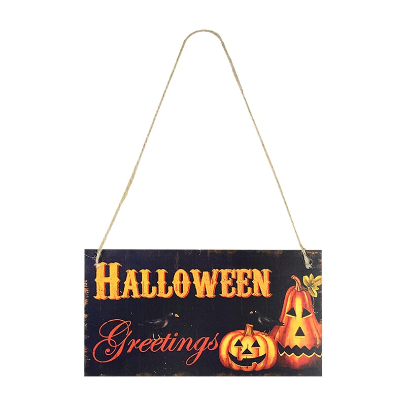 Halloween Wooden Ornaments Pumpkin Ghost Trick or Treat Pendants Halloween Party Decoration for Home Door Hanging Signs Kids Toy