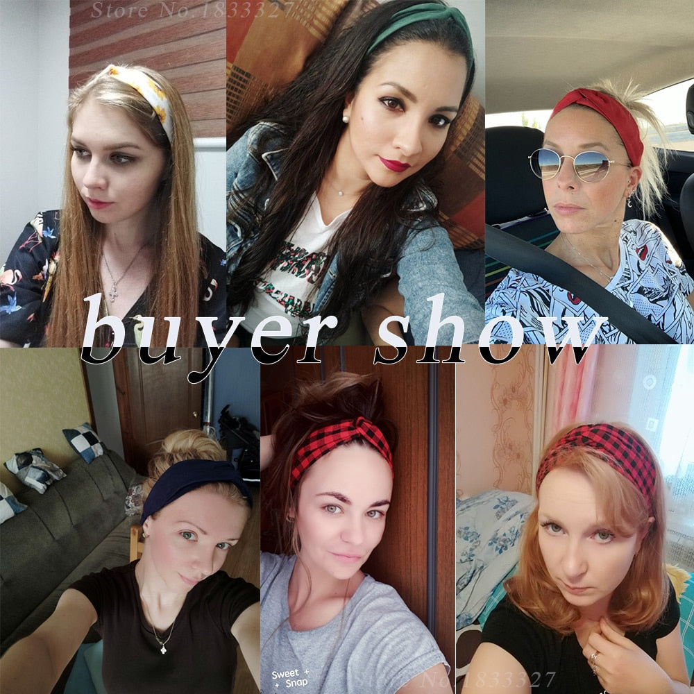 Women Cross Solid color Hair Bands Girls Print Flower Headbands Fashion Turban Make up Hair Accessories FD127