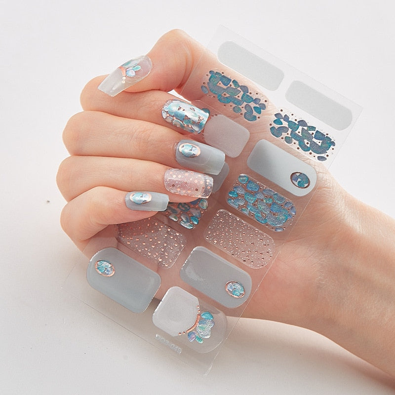 Four Sorts 0f Nail Stickers Nails Art Decoration Manicure Shiny Nail Decoration Decals Plain Stickers Nail Accesoires Women