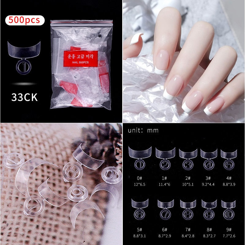 500pcs Fake Nail Tips Transparent Color Nail Extension Ballerina Rounded Square For Nails/Toes Full Cover False Acrylic Nail Tip