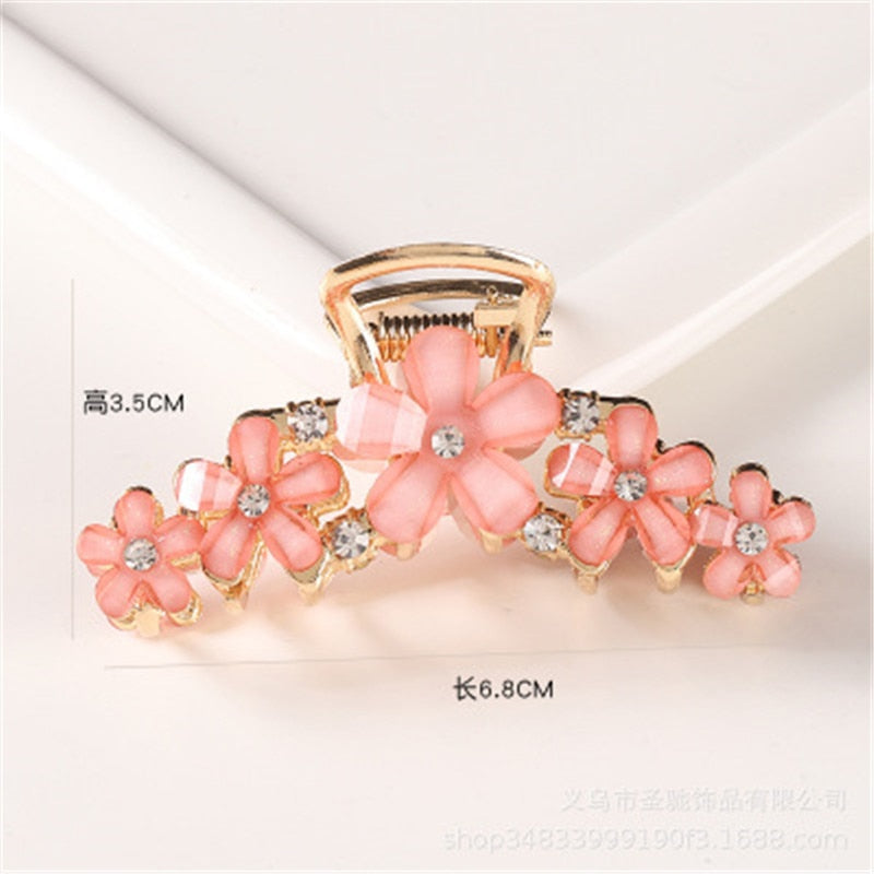 Hair Claw Clip Clamp For Women Girl Flower Floral Rhinestone Pearl Korean Handmade Fashion Head Accessories Mujer Wholesale