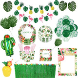Hawaiian Party Decorations Palm Leaves Bunting Banner Luau Flamingo Summer Tropical Party Decoration Jungle Safari Party Ballons