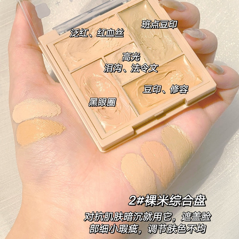 5 Colors Makeup Concealer Cream Pore Blemish Full Coverage Contour Palette Moisturizing Natural Matte Brighten Correct Skin Tone