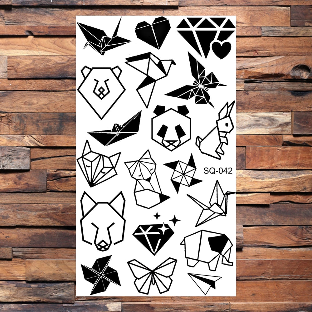 Skull Anchor Halloween Temporary Tattoos For Adults Children Realistic Pirate Panda Compass Fake Tattoo Sticker Body Neck Tatoos